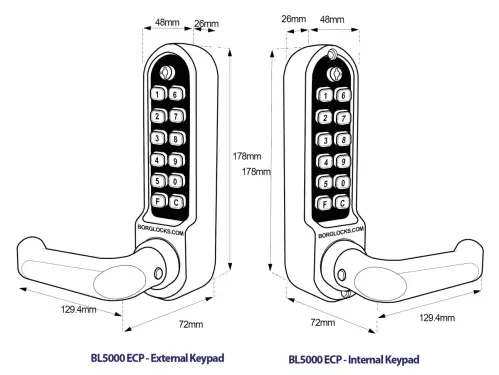 Click Here To Enlarge This Photo Of BORG Locks BL5051 ECP SC Medium&sol;Heavy Duty Back to Back Digital Lock &lpar;Round Bar&rpar; with Free Passage Mode & Easicode Pro Coding Chamber &lpar;60mm Latch&rpar; - Satin Chrome
