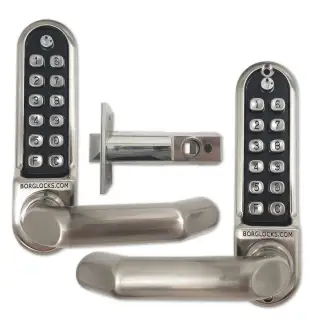 BORG Locks BL5051 ECP SC Medium&sol;Heavy Duty Back to Back Digital Lock &lpar;Round Bar&rpar; with Free Passage Mode & Easicode Pro Coding Chamber &lpar;60mm Latch&rpar; - Satin Chrome
