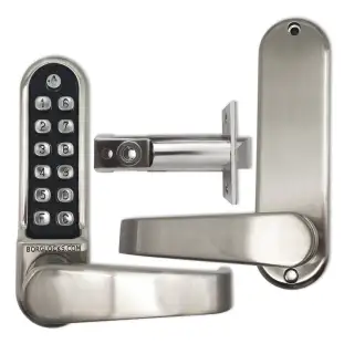 BORG Locks BL5401 ECP SC Medium&sol;Heavy Duty Flat Bar Digital Lock with Free Passage Mode & Easicode Pro Coding Chamber &lpar;60mm Latch&rpar; - Satin Chrome