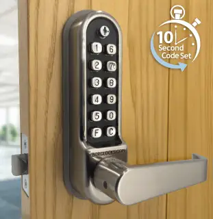 BORG Locks BL5401 ECP SS Medium&sol;Heavy Duty Digital Lock &lpar;Flat Bar&rpar; with Free Passage Mode & Easicode Pro Coding Chamber &lpar;60mm Latch&rpar; - Stainless Steel