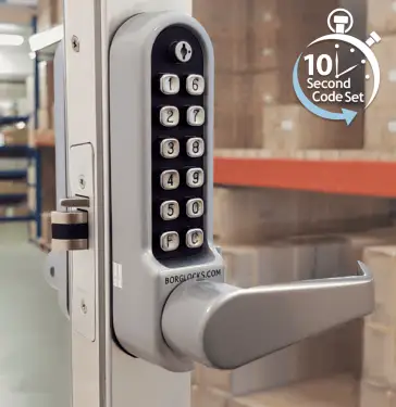 Click Here To Enlarge This Photo Of BORG Locks BL5402 ECP SC Medium&sol;Heavy Duty Flat Bar Digital Lock with Free Passage Mode & Easicode Pro Coding Chamber &lpar;28mm Latch for Aluminium&sol;Narrow Stile Doors&rpar; - Satin Chrome