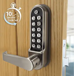 BORG Locks BL5403 ECP SS Medium&sol;Heavy Duty Digital Lock &lpar;Flat Bar&rpar; with Free Passage Mode & Easicode Pro Coding Chamber &lpar;60x72mm Euro Profile Lockcase&rpar; - Stainless Steel
