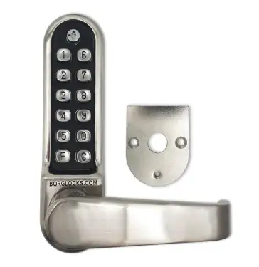 Click Here To Enlarge This Photo Of BORG Locks BL5408 ECP SC Medium&sol;Heavy Duty Digital Lock &lpar;Flat Bar&rpar; with Free Passage Mode & Easicode Pro Coding Chamber &lpar;Front Plate only for use with Panic Hardware&rpar; - Satin Chrome
