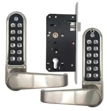 Click Here To Enlarge This Photo Of BORG Locks BL5453 ECP SC Medium&sol;Heavy Duty Back to Back Flat Bar Digital Lock with Free Passage Mode & Easicode Pro Coding Chamber &lpar;60x72mm Euro Profile Lockcase&rpar; - Satin Chrome