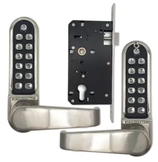BORG Locks BL5453 ECP SC Medium&sol;Heavy Duty Back to Back Flat Bar Digital Lock with Free Passage Mode & Easicode Pro Coding Chamber &lpar;60x72mm Euro Profile Lockcase&rpar; - Satin Chrome