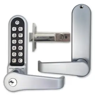BORG Locks BL5701 ECP SC Medium&sol;Heavy Duty Digital Lock &lpar;Flat Bar&rpar; with Free Passage Mode&comma; Key Override & Easicode Pro Coding Chamber &lpar;60mm Latch&rpar; - Satin Chrome