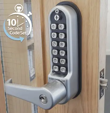 Click Here To Enlarge This Photo Of BORG Locks BL5771 ECP SC Medium&sol;Heavy Duty Back to Back Digital Lock &lpar;Flat Bar&rpar; with Free Passage Mode&comma; Key Override & Easicode Pro Coding Chamber &lpar;60mm Latch&rpar; - Satin Chrome