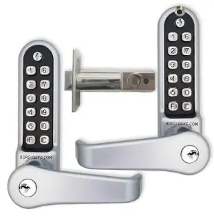 BORG Locks BL5771 ECP SC Medium&sol;Heavy Duty Back to Back Digital Lock &lpar;Flat Bar&rpar; with Free Passage Mode&comma; Key Override & Easicode Pro Coding Chamber &lpar;60mm Latch&rpar; - Satin Chrome