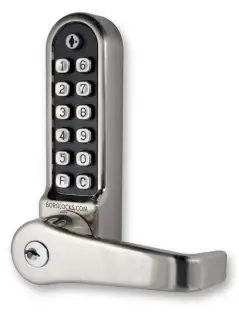 BORG Locks BL5771 ECP SS Medium&sol;Heavy Duty Back to Back Digital Lock &lpar;Flat Bar&rpar; with Free Passage Mode&comma; Key Override & Easicode Pro Coding Chamber &lpar;60mm Latch&rpar; - Stainless Steel