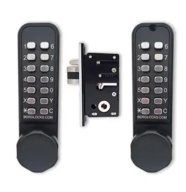 Click Here To Enlarge This Photo Of BORG Locks BL2622 ECP MG Pro Medium Duty Back to Back Digital Lock with Easicode Pro Coding Chamber &lpar;28mm Latch for Aluminium&sol;Narrow Stile Doors&rpar; - Marine Grade Black