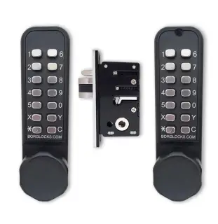 BORG Locks BL2622 ECP MG Pro Medium Duty Back to Back Digital Lock with Easicode Pro Coding Chamber &lpar;28mm Latch for Aluminium&sol;Narrow Stile Doors&rpar; - Marine Grade Black