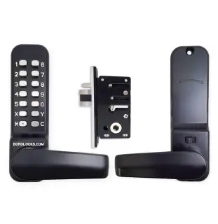 BORG Locks BL4402 ECP MG Pro Medium&sol;Heavy Duty Free Turning Digital Lock with Holdback & Easicode Pro Coding Chamber &lpar;28mm Narrow Stile Latch&rpar; - Marine Grade Black