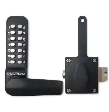 Click Here To Enlarge This Photo Of BORG Locks BL4409 ECP MG Pro Medium&sol;Heavy Duty Free Turning Digital Lock with Holdback & Easicode Pro Coding Chamber &lpar;Rim Fixed Slam Latch&rpar; - Marine Grade Black