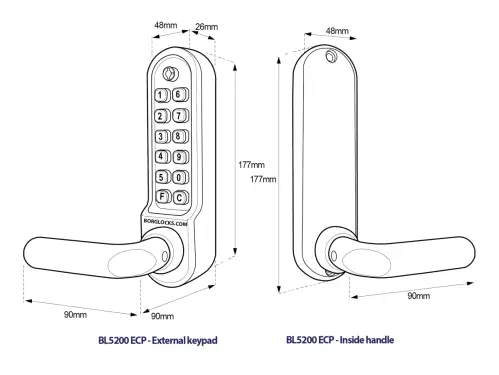 Click Here To Enlarge This Photo Of BORG Locks BL5201 ECP MG Pro Medium&sol;Heavy Duty Digital Lock &lpar;Round Bar&rpar; with Free Passage Mode & Easicode Pro Coding Chamber &lpar;60mm Latch&rpar; - Marine Grade Black
