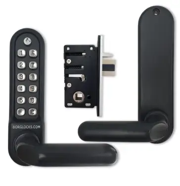 Click Here To Enlarge This Photo Of BORG Locks BL5202 ECP MG Pro Medium&sol;Heavy Duty Digital Lock &lpar;Round Bar&rpar; with Free Passage Mode & Easicode Pro Coding Chamber &lpar;28mm Latch for Aluminium&sol;Narrow Stile Doors&rpar; - Marine Grade Black
