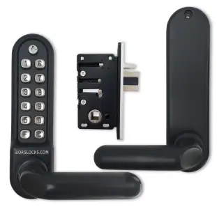 BORG Locks BL5202 ECP MG Pro Medium&sol;Heavy Duty Digital Lock &lpar;Round Bar&rpar; with Free Passage Mode & Easicode Pro Coding Chamber &lpar;28mm Latch for Aluminium&sol;Narrow Stile Doors&rpar; - Marine Grade Black