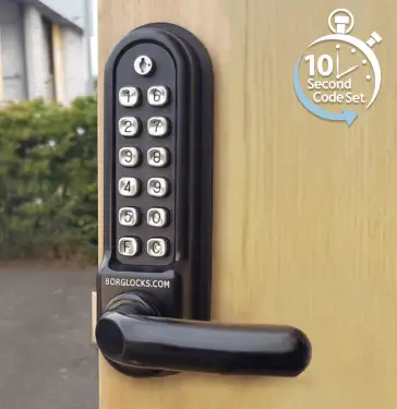Click Here To Enlarge This Photo Of BORG Locks BL5208 ECP MG Pro Medium&sol;Heavy Duty Digital Lock &lpar;Round Bar&rpar; with Free Passage Mode & Easicode Pro Coding Chamber &lpar;Front Plate only for use with Panic Hardware&rpar; - Marine Grade Black