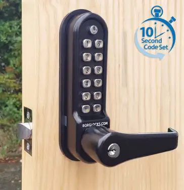 Click Here To Enlarge This Photo Of BORG Locks BL5701 ECP MG Pro Medium&sol;Heavy Duty Digital Lock &lpar;Flat Bar&rpar; with Free Passage Mode&comma; Key Override & Easicode Pro Coding Chamber &lpar;60mm Latch&rpar; - Marine Grade Black