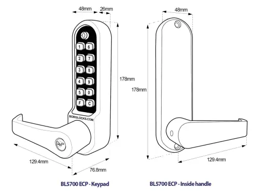 Click Here To Enlarge This Photo Of BORG Locks BL5701 ECP MG Pro Medium&sol;Heavy Duty Digital Lock &lpar;Flat Bar&rpar; with Free Passage Mode&comma; Key Override & Easicode Pro Coding Chamber &lpar;60mm Latch&rpar; - Marine Grade Black