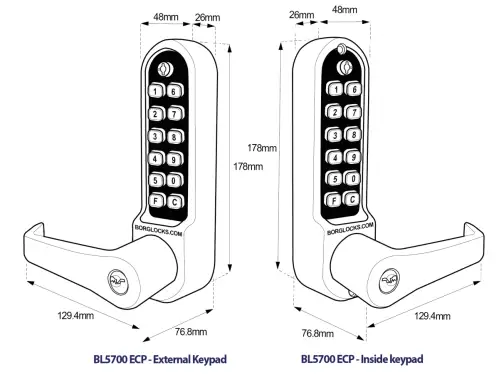 Click Here To Enlarge This Photo Of BORG Locks BL5771 ECP MG Pro Medium&sol;Heavy Duty Back to Back Digital Lock &lpar;Flat Bar&rpar; with Free Passage Mode&comma; Key Override & Easicode Pro Coding Chamber &lpar;60mm Latch&rpar; - Marine Grade Black