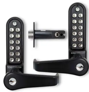 BORG Locks BL5771 ECP MG Pro Medium&sol;Heavy Duty Back to Back Digital Lock &lpar;Flat Bar&rpar; with Free Passage Mode&comma; Key Override & Easicode Pro Coding Chamber &lpar;60mm Latch&rpar; - Marine Grade Black