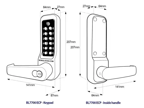 Click Here To Enlarge This Photo Of BORG Locks BL7703 ECP MG Pro Heavy Duty Digital Lock with Free Passage&comma; Key Override & Easicode Pro Coding Chamber &lpar;60x72mm Euro Profile Lockcase&rpar; - Marine Grade Black