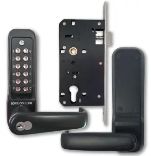 BORG Locks BL7703 ECP MG Pro Heavy Duty Digital Lock with Free Passage&comma; Key Override & Easicode Pro Coding Chamber &lpar;60x72mm Euro Profile Lockcase&rpar; - Marine Grade Black