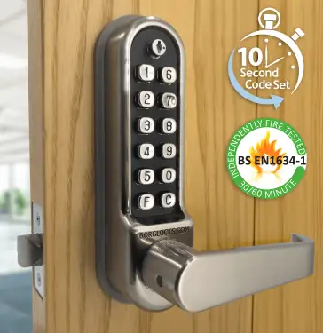 Click Here To Enlarge This Photo Of BORG Locks BL5401 ECP FT SS FIRE RATED Medium&sol;Heavy Duty Flat Bar Digital Lock with Free Passage Mode & Easicode Pro Coding Chamber &lpar;60mm Latch&rpar; - Stainless Steel