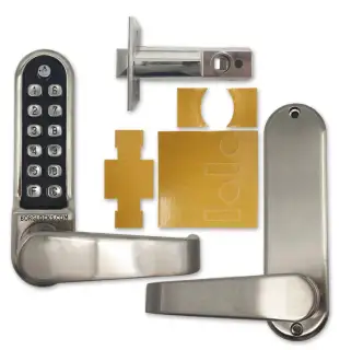 BORG Locks BL5401 ECP FT SS FIRE RATED Medium&sol;Heavy Duty Flat Bar Digital Lock with Free Passage Mode & Easicode Pro Coding Chamber &lpar;60mm Latch&rpar; - Stainless Steel
