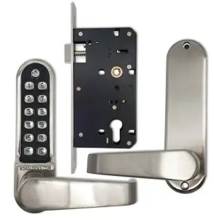 BORG Locks BL5403 ECP FT SC FIRE RATED Medium&sol;Heavy Duty Digital Lock &lpar;Flat Bar&rpar; with Free Passage Mode & Easicode Pro Coding Chamber &lpar;60x72mm Euro Profile Lockcase&rpar; - Satin Chrome