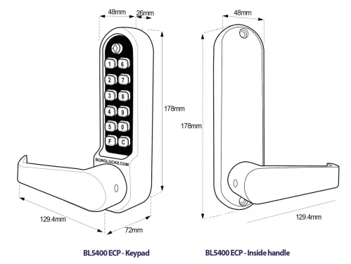 Click Here To Enlarge This Photo Of BORG Locks BL5403 ECP FT SS FIRE RATED Medium&sol;Heavy Duty Flat Bar Digital Lock with Free Passage Mode & Easicode Pro Coding Chamber &lpar;60x72mm Euro Profile Lockcase&rpar; - Stainless Steel