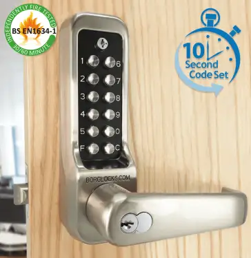 Click Here To Enlarge This Photo Of BORG Locks BL7701 ECP FT SS FIRE RATED Heavy Duty Digital Lock with Free Passage&comma; Key Override & Easicode Pro Coding Chamber &lpar;60mm Latch&rpar; - Stainless Steel
