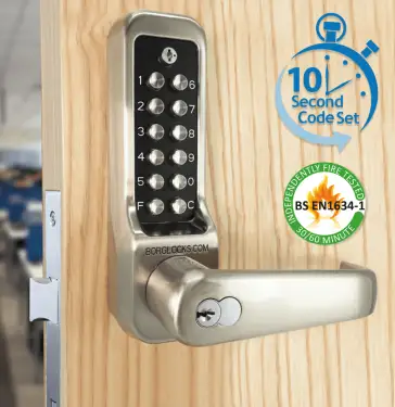 Click Here To Enlarge This Photo Of BORG Locks BL7703 ECP FT SS FIRE RATED Heavy Duty Digital Lock with Free Passage&comma; Key Override & Easicode Pro Coding Chamber &lpar;60x72mm Euro Profile Lockcase&rpar; - Stainless Steel