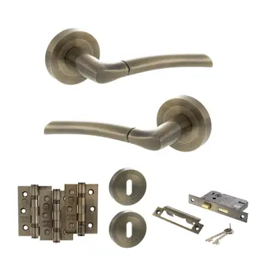 Click Here To Enlarge This Photo Of Atlantic - S33RAB STATUS Indiana Door Handle Pack - Antique Brass