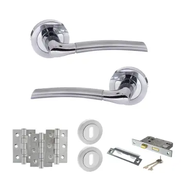 Click Here To Enlarge This Photo Of Atlantic - S33RSCPC STATUS Indiana Door Handle Pack - Satin Chrome&sol;Polished Chrome