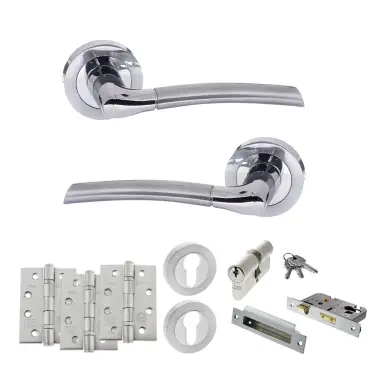 Click Here To Enlarge This Photo Of Atlantic - S33RSCPC STATUS Indiana Door Handle Pack - Satin Chrome&sol;Polished Chrome
