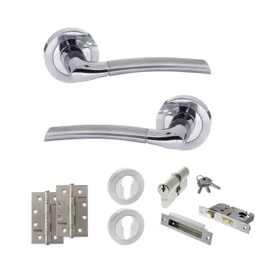 Click Here To Enlarge This Photo Of Atlantic - S33RSCPC STATUS Indiana Door Handle Pack - Satin Chrome&sol;Polished Chrome