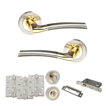 Click Here To Enlarge This Photo Of Atlantic - S33RSNBP STATUS Indiana Door Handle Pack - Satin Nickel&sol;Polished Brass