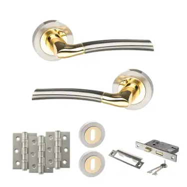 Click Here To Enlarge This Photo Of Atlantic - S33RSNBP STATUS Indiana Door Handle Pack - Satin Nickel&sol;Polished Brass