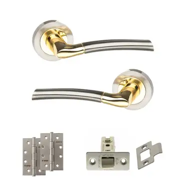 Click Here To Enlarge This Photo Of Atlantic - S33RSNBP STATUS Indiana Door Handle Pack - Satin Nickel&sol;Polished Brass