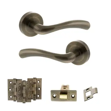Click Here To Enlarge This Photo Of Atlantic - S35RAB STATUS Texas Door Handle Pack - Antique Brass