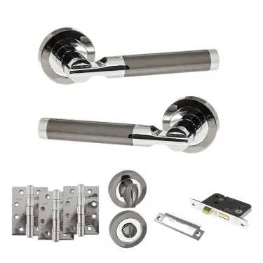 Click Here To Enlarge This Photo Of Atlantic - S36RBNPC STATUS Dakota Door Handle Pack - Black Nickel&sol;Polished Chrome