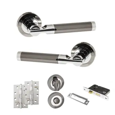 Click Here To Enlarge This Photo Of Atlantic - S36RBNPC STATUS Dakota Door Handle Pack - Black Nickel&sol;Polished Chrome