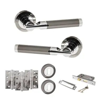 Click Here To Enlarge This Photo Of Atlantic - S36RBNPC STATUS Dakota Door Handle Pack - Black Nickel&sol;Polished Chrome