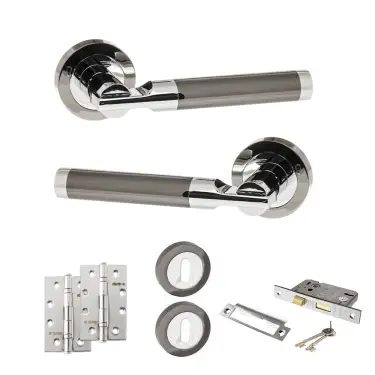 Click Here To Enlarge This Photo Of Atlantic - S36RBNPC STATUS Dakota Door Handle Pack - Black Nickel&sol;Polished Chrome