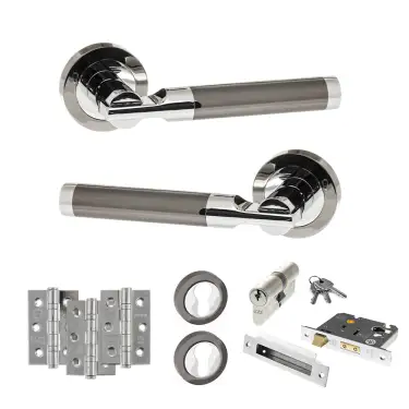 Click Here To Enlarge This Photo Of Atlantic - S36RBNPC STATUS Dakota Door Handle Pack - Black Nickel&sol;Polished Chrome