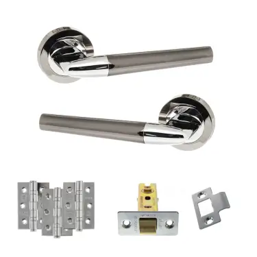 Click Here To Enlarge This Photo Of Atlantic - S37RBNPC STATUS Tennessee Door Handle Pack - Black Nickel&sol;Polished Chrome