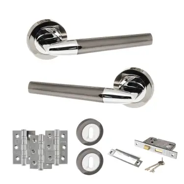Click Here To Enlarge This Photo Of Atlantic - S37RBNPC STATUS Tennessee Door Handle Pack - Black Nickel&sol;Polished Chrome