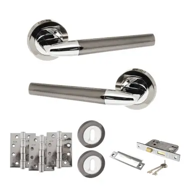 Click Here To Enlarge This Photo Of Atlantic - S37RBNPC STATUS Tennessee Door Handle Pack - Black Nickel&sol;Polished Chrome