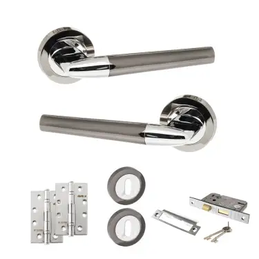 Click Here To Enlarge This Photo Of Atlantic - S37RBNPC STATUS Tennessee Door Handle Pack - Black Nickel&sol;Polished Chrome